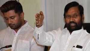 Addressing a press conference, Lok Janshakti Party leader Ram Vilas Paswan and his son and party MP Chirag Paswan said people from SC and ST communities were feeling betrayed as the BJP-led NDA government had not issued an ordinance “as yet” to overturn the Supreme Court’s March 20 order that “diluted” the original Act.(File photo) Addressing a press conference, Lok Janshakti Party leader Ram Vilas Paswan and his son and party MP Chirag Paswan said people from SC and ST communities were feeling betrayed as the BJP-led NDA government had not issued an ordinance “as yet” to overturn the Supreme Court’s March 20 order that “diluted” the original Act.(File photo)