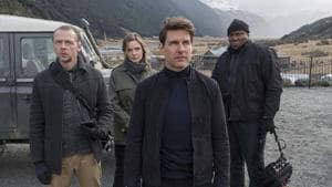 This image released by Paramount Pictures shows, from left, Simon Pegg, Rebecca Ferguson, Tom Cruise and Ving Rhames in a scene from Mission: Impossible - Fallout.(AP)