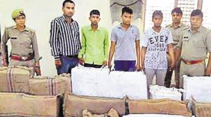 Police said the truck driver had allegedly taken the vehicle towards a hideout of the gang and handed over the cellphones to them.(HT Photo) Police said the truck driver had allegedly taken the vehicle towards a hideout of the gang and handed over the cellphones to them.(HT Photo)