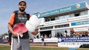 Virat Kohli scored a half century for India in the warm-up match against Essex.(Twitter) Virat Kohli scored a half century for India in the warm-up match against Essex.(Twitter)