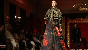 Rohit Bal, the reluctant couturier, transported us to the Mughal gardens of Kashmir with a collection that was full of flamingos, lilies, sunflowers and elephants on the last day of the India Couture Week 2018 in New Delhi on Sunday.(Amal KS/HT Photo)