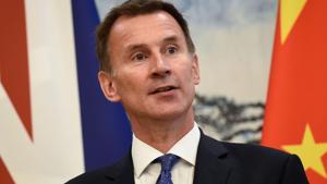 Britain's foreign secretary Jeremy Hunt attends a joint press conference with China's foreign minister Wang Yi (not pictured) at the Diaoyutai State Guesthouse in Beijing on July 30, 2018.(AFP) Britain's foreign secretary Jeremy Hunt attends a joint press conference with China's foreign minister Wang Yi (not pictured) at the Diaoyutai State Guesthouse in Beijing on July 30, 2018.(AFP)