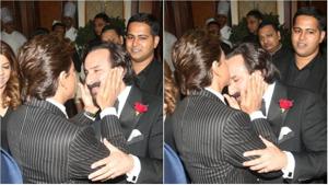 Shah Rukh Khan and Saif Ali Khan at the Vogue Beauty Awards.(Viral Bhayani) Shah Rukh Khan and Saif Ali Khan at the Vogue Beauty Awards.(Viral Bhayani)