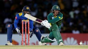 South Africa's Quinton de Kock plays a shot.(REUTERS) South Africa's Quinton de Kock plays a shot.(REUTERS)