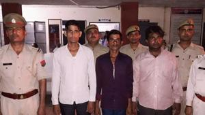 Police arrested three persons from Rabupura in Greater Noida including the father of an 11-year-old victim girl who was forcibly married off to a 30-year-old man from Bulandshahr.(HT Photo) Police arrested three persons from Rabupura in Greater Noida including the father of an 11-year-old victim girl who was forcibly married off to a 30-year-old man from Bulandshahr.(HT Photo)