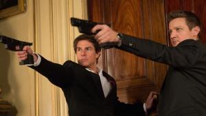 Tom Cruise and Jeremy Renner in a still from Mission: Impossible - Rogue Nation. Tom Cruise and Jeremy Renner in a still from Mission: Impossible - Rogue Nation.