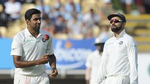 Indian cricket captain Virat Kohli, right, speaks to bowler Ravichandran Ashwin during the first day of the first test cricket match between England and India at Edgbaston.(AP) Indian cricket captain Virat Kohli, right, speaks to bowler Ravichandran Ashwin during the first day of the first test cricket match between England and India at Edgbaston.(AP)