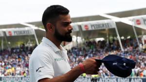 India's Virat Kohli reacts at the end of the match.(REUTERS) India's Virat Kohli reacts at the end of the match.(REUTERS)