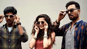 Irrfan Khan, Dulquer Salmaan and Mithila Palkar in a still from the film Karwaan. Irrfan Khan, Dulquer Salmaan and Mithila Palkar in a still from the film Karwaan.