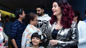 Aishwarya Rai Bachchan along with her daughter Aaradhya Bachchan at the special screening of her film Fanney Khan.(IANS) Aishwarya Rai Bachchan along with her daughter Aaradhya Bachchan at the special screening of her film Fanney Khan.(IANS)