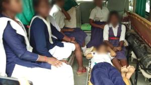Inmates of the Maa Vindhyavasini Mahila and Balika Sanrakshan Griha shelter home in Deoria were rescued after allegations of sexual exploitation came to light. The home was run by a couple.(HT Photo) Inmates of the Maa Vindhyavasini Mahila and Balika Sanrakshan Griha shelter home in Deoria were rescued after allegations of sexual exploitation came to light. The home was run by a couple.(HT Photo)