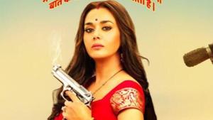 Priety Zinta on the poster of Bhaiaji Superhit. Priety Zinta on the poster of Bhaiaji Superhit.