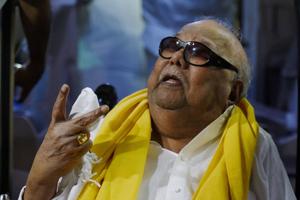M Karunanidhi speaks to the media at DMK headquarters Anna Arivalayam in Chennai in 2016.(PTI file photo) M Karunanidhi speaks to the media at DMK headquarters Anna Arivalayam in Chennai in 2016.(PTI file photo)