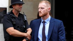 England cricket player Ben Stokes leaves Bristol Crown Court in Bristol on Tuesday.(REUTERS) England cricket player Ben Stokes leaves Bristol Crown Court in Bristol on Tuesday.(REUTERS)