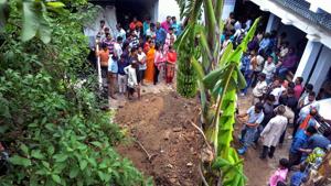 People surround as police investigate the site where a rape victim was allegedly buried, at a government shelter home in Muzaffarpures of the facility, and several were raped.(PTI Photo) People surround as police investigate the site where a rape victim was allegedly buried, at a government shelter home in Muzaffarpures of the facility, and several were raped.(PTI Photo)