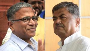 NDA nominee Harivansh (L) and opposition candidate BK Hariprasad. NDA nominee Harivansh (L) and opposition candidate BK Hariprasad.