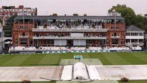 Cricket - England v India - Second Test - Lord’s, London, Britain - August 9, 2018 General view of covers on the pitch during a rain delay(Action Images via Reuters) Cricket - England v India - Second Test - Lord’s, London, Britain - August 9, 2018 General view of covers on the pitch during a rain delay(Action Images via Reuters)