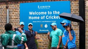 Cricket - England v India - Second Test - Lord’s, London, Britain - August 9, 2018 India fans pose for a photograph outside the ground during a rain delay Action(Action Images via Reuters) Cricket - England v India - Second Test - Lord’s, London, Britain - August 9, 2018 India fans pose for a photograph outside the ground during a rain delay Action(Action Images via Reuters)