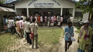 People whose name were left out in the National Register of Citizens draft stand in a queue to collect forms to file appeals in Mayong, 45 kilometers east of Guwahati, on Friday.(AP photo) People whose name were left out in the National Register of Citizens draft stand in a queue to collect forms to file appeals in Mayong, 45 kilometers east of Guwahati, on Friday.(AP photo)