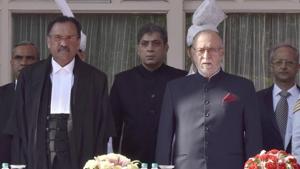 Justice Rajendra Menon (left) and Lieutenant Governor of Delhi Anil Baijal (Right) during the swearing-in ceremony of Chief Justice of Delhi High Court, at Raj Niwas in New Delhi, on Thursday, August 09, 2018.(Sonu Mehta/HT PHOTO) Justice Rajendra Menon (left) and Lieutenant Governor of Delhi Anil Baijal (Right) during the swearing-in ceremony of Chief Justice of Delhi High Court, at Raj Niwas in New Delhi, on Thursday, August 09, 2018.(Sonu Mehta/HT PHOTO)