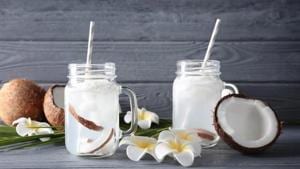 Coconut water is high in potassium, which can flush out excess water from your body, and helps in weight loss.(Shutterstock) Coconut water is high in potassium, which can flush out excess water from your body, and helps in weight loss.(Shutterstock)