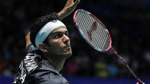 Ajay Jayaram in action during the Vietnam Open badminton tournament on Sunday.(AFP) Ajay Jayaram in action during the Vietnam Open badminton tournament on Sunday.(AFP)