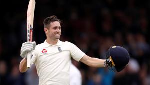 England's Chris Woakes celebrates reaching a century at Lord’s on August 11, 2018.(Reuters) England's Chris Woakes celebrates reaching a century at Lord’s on August 11, 2018.(Reuters)