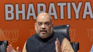 BJP National President Amit Shah addresses a press conference at the party headquarters, in New Delhi.(PTI File photo) BJP National President Amit Shah addresses a press conference at the party headquarters, in New Delhi.(PTI File photo)