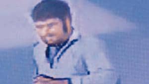 A CCTV grab of the man who is believed to have attacked Umar Khalid.(HT Photo)