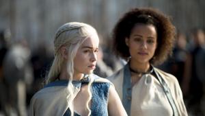 Nathalie Emmanuel and Emilia Clarke in a still from Game of Thrones. Nathalie Emmanuel and Emilia Clarke in a still from Game of Thrones.