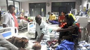An inside view of a ward of BRD Hospital in Gorakhpur , India,(Guddu / Hindustan Times) An inside view of a ward of BRD Hospital in Gorakhpur , India,(Guddu / Hindustan Times)