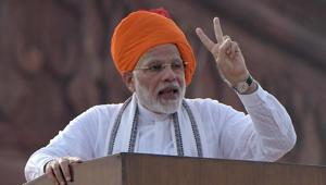 Prime Minister Narendra Modi while delivering his speech during the celebration of the Independence Day, at the Red Fort in New Delhi.(Sonu Mehta/HT PHOTO) Prime Minister Narendra Modi while delivering his speech during the celebration of the Independence Day, at the Red Fort in New Delhi.(Sonu Mehta/HT PHOTO)