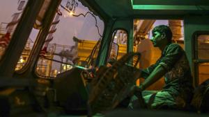 A driver sits inside the cabin of a cement tanker truck at the Jawaharlal Nehru Port, operated by Jawaharlal Nehru Port Trust (JNPT), in Navi Mumbai, Maharashtra.(Dhiraj Singh/Bloomberg) A driver sits inside the cabin of a cement tanker truck at the Jawaharlal Nehru Port, operated by Jawaharlal Nehru Port Trust (JNPT), in Navi Mumbai, Maharashtra.(Dhiraj Singh/Bloomberg)