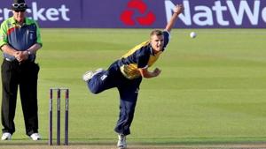 Josh Poysden would go on to end the innings with figures of 1/18 as Lancashire were dismissed for 102 in the first innings.(Twitter) Josh Poysden would go on to end the innings with figures of 1/18 as Lancashire were dismissed for 102 in the first innings.(Twitter)