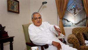 Atal Bihari Vajpayee speaks during an interview with Hindustan Times in Delhi on August 12, 2004.(Ajay Aggarwal/ HT photo) Atal Bihari Vajpayee speaks during an interview with Hindustan Times in Delhi on August 12, 2004.(Ajay Aggarwal/ HT photo)