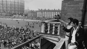24th August 1971: Indian skipper Ajit Wadekar and teammate B S Chandraserhar wave to cheering crowds at the Oval after India won the Test Series against England.(Getty Images) 24th August 1971: Indian skipper Ajit Wadekar and teammate B S Chandraserhar wave to cheering crowds at the Oval after India won the Test Series against England.(Getty Images)