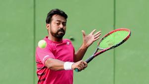 File photo of Leander Paes during a practice session ahead of the Davis Cup tie against Uzbekistan.(PTI) File photo of Leander Paes during a practice session ahead of the Davis Cup tie against Uzbekistan.(PTI)