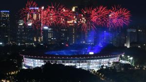 Asian Games 2018 opening ceremony highlights: The opening ceremony of Asian Games 2018 took place in Jakarta. The Games were declared open amid much fanfare.(AFP) Asian Games 2018 opening ceremony highlights: The opening ceremony of Asian Games 2018 took place in Jakarta. The Games were declared open amid much fanfare.(AFP)