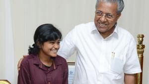 Kerala college student Hanan with chief minister Pinarayi Vijayan.(HT File Photo) Kerala college student Hanan with chief minister Pinarayi Vijayan.(HT File Photo)