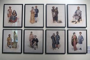Couples from different communities find representation in works by MV Dhurandhar - who was, incidentally, the first Indian principal of the JJ School of Art.(Pratik Chorge / HT Photo) Couples from different communities find representation in works by MV Dhurandhar - who was, incidentally, the first Indian principal of the JJ School of Art.(Pratik Chorge / HT Photo)