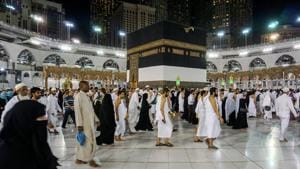 Muslim worshippers circumambulate around the Kaaba, Islam's holiest shrine, at the Grand Mosque in Saudi Arabia's holy city of Mecca on August 17, 2018 prior to the start of the annual Haj pilgrimage in the holy city.(AFP) Muslim worshippers circumambulate around the Kaaba, Islam's holiest shrine, at the Grand Mosque in Saudi Arabia's holy city of Mecca on August 17, 2018 prior to the start of the annual Haj pilgrimage in the holy city.(AFP)