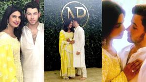A large wall covered in greenery made the perfect backdrop for all of Nick Jonas and Priyanka Chopra’s engagement photos. (Instagram) A large wall covered in greenery made the perfect backdrop for all of Nick Jonas and Priyanka Chopra’s engagement photos. (Instagram)