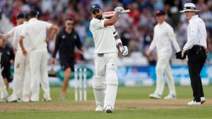 Virat Kohli reacts after losing his wicket during the third Test between India and England at Trent Bridge.(REUTERS) Virat Kohli reacts after losing his wicket during the third Test between India and England at Trent Bridge.(REUTERS)