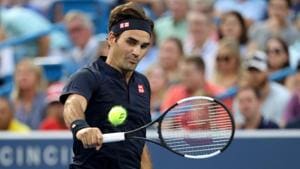 Roger Federer of Switzerland returns a shot to David Goffin of Belgium at the Cincinnati Masters.(AFP) Roger Federer of Switzerland returns a shot to David Goffin of Belgium at the Cincinnati Masters.(AFP)