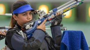 Apurvi Chandela in action during Women’s 10m Air Rifle Finals at the Asian Games 2018.(PTI) Apurvi Chandela in action during Women’s 10m Air Rifle Finals at the Asian Games 2018.(PTI)
