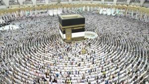 Muslim worshippers perform prayers around the Kaaba, Islam's holiest shrine, at the Grand Mosque in Saudi Arabia's holy city of Mecca.(AFP) Muslim worshippers perform prayers around the Kaaba, Islam's holiest shrine, at the Grand Mosque in Saudi Arabia's holy city of Mecca.(AFP)