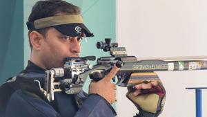 Sanjeev Rajput won the sliver medal in 50m rifle men's shooting at the Asian Games 2018.(PTI) Sanjeev Rajput won the sliver medal in 50m rifle men's shooting at the Asian Games 2018.(PTI)