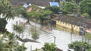 A view of submerged houses at Alappuzha district, in Kerala.(Raj K Raj/HT Photo) A view of submerged houses at Alappuzha district, in Kerala.(Raj K Raj/HT Photo)