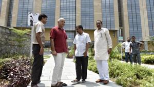 Delhi chief minister Arvind Kejriwal with his deputy Manish Sisodia at the Indraprastha Institute of Information Technology, Delhi (IIIT-D) campus in Okhla.(Mohd Zakir/HT Photo) Delhi chief minister Arvind Kejriwal with his deputy Manish Sisodia at the Indraprastha Institute of Information Technology, Delhi (IIIT-D) campus in Okhla.(Mohd Zakir/HT Photo)