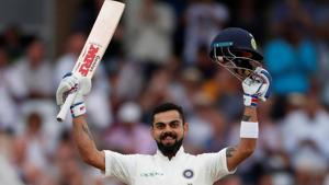 Virat Kohli celebrates after scoring a century in the second innings of the Trent Bridge Test.(REUTERS) Virat Kohli celebrates after scoring a century in the second innings of the Trent Bridge Test.(REUTERS)